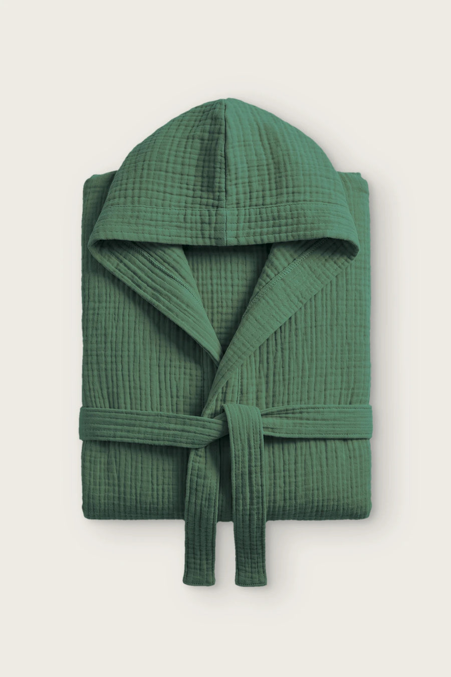 Handwoven 4-Layer Muslin Hooded Turkish Robe - OEKO-TEX - Dark Green