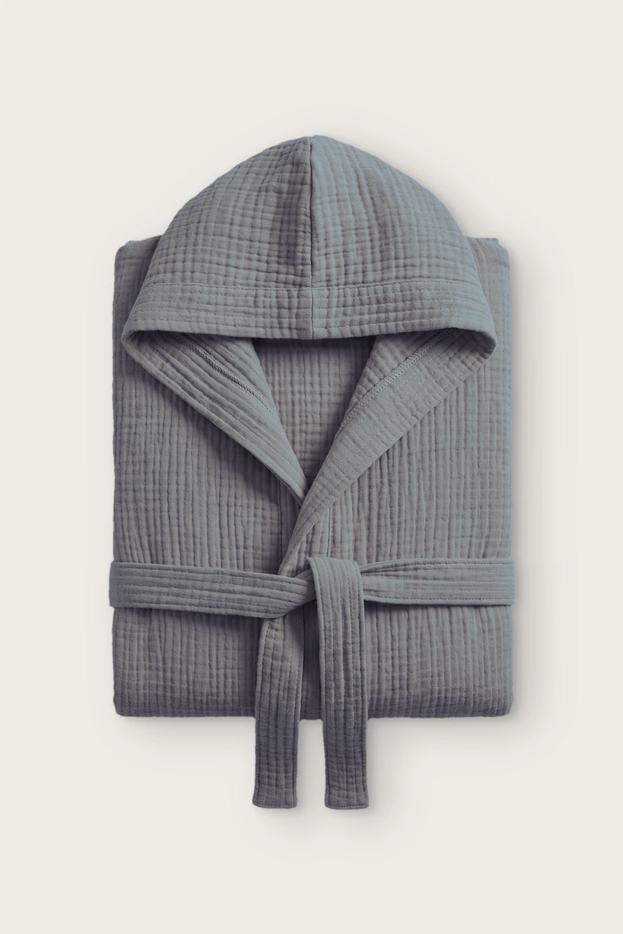 Handwoven 4-Layer Muslin Hooded Turkish Robe - OEKO-TEX - Grey