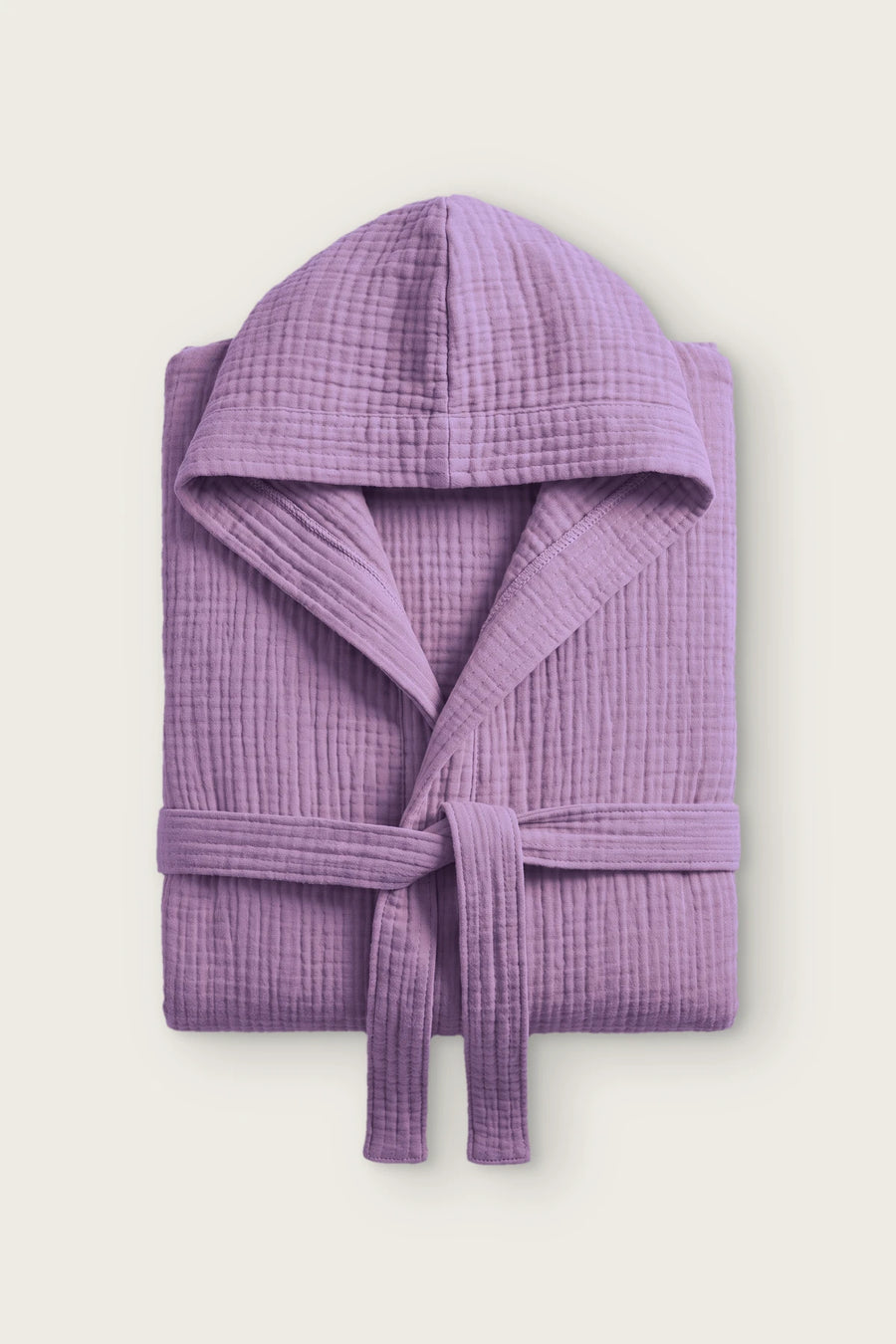 Handwoven 4-Layer Muslin Hooded Turkish Robe - OEKO-TEX - Lilac