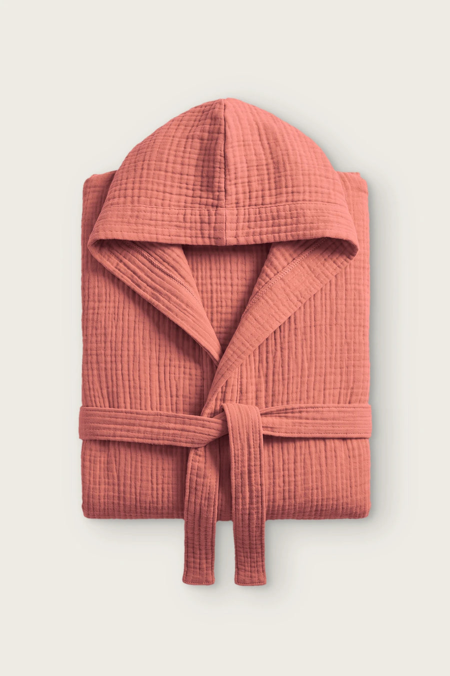 Handwoven 4-Layer Muslin Hooded Turkish Robe - OEKO-TEX - Terracotta