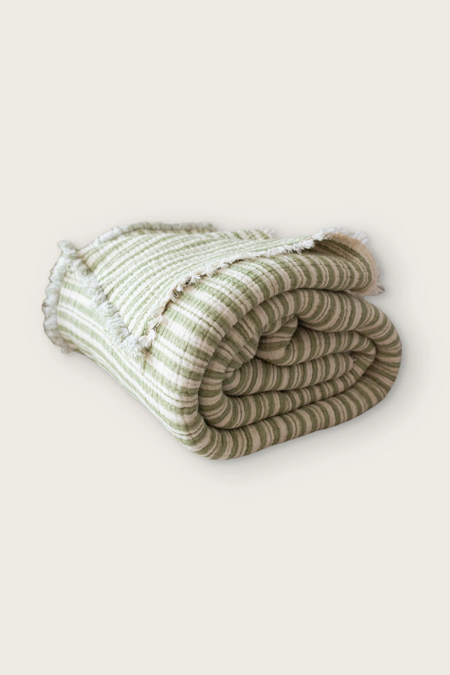 Handwoven 8-Layer Muslin Turkish Cotton Quilt - OEKO-TEX - Green Striped