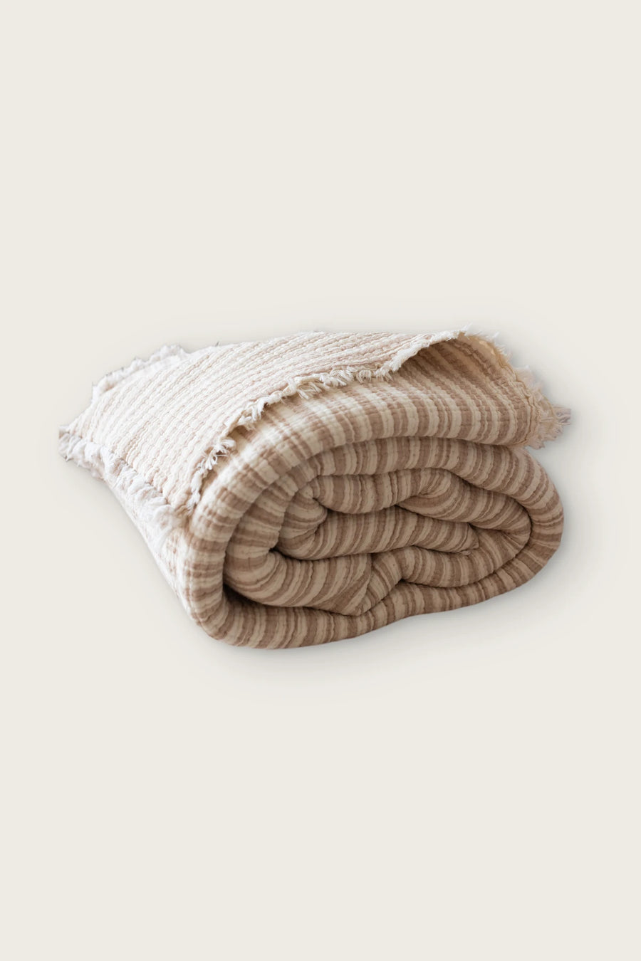 Handwoven 8-Layer Muslin Turkish Cotton Quilt - OEKO-TEX - Latte Striped