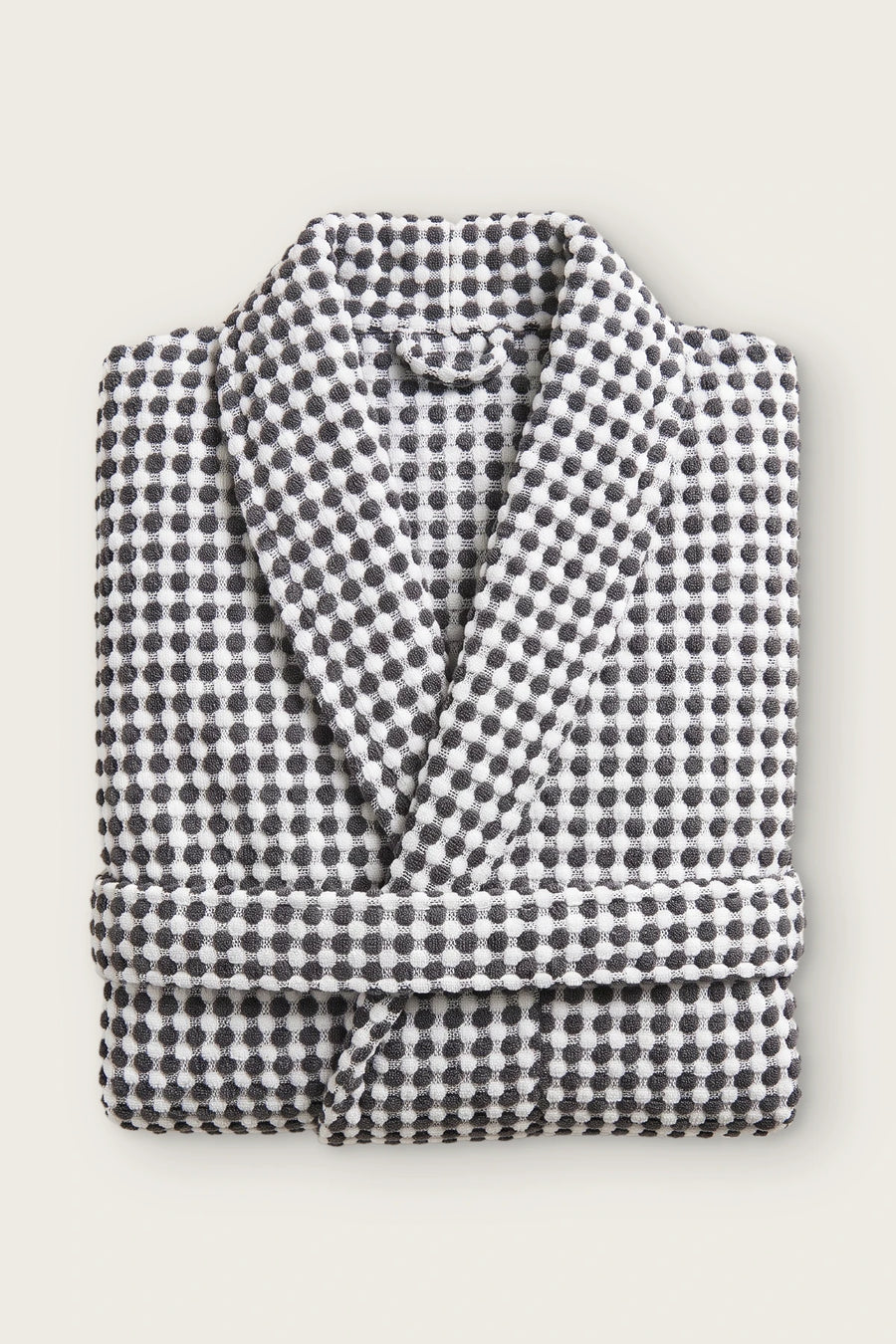 Handwoven Mosaic Cotton Hooded Spa Bathrobe - OEKO-TEX - Anthracite White