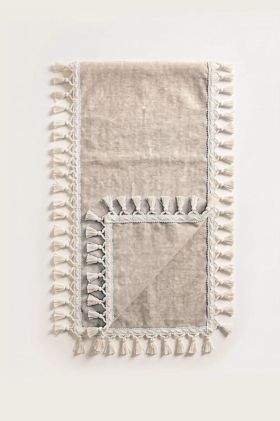 Handwoven Colorful Cotton Tassel Table Runner - OEKO-TEX - Brown