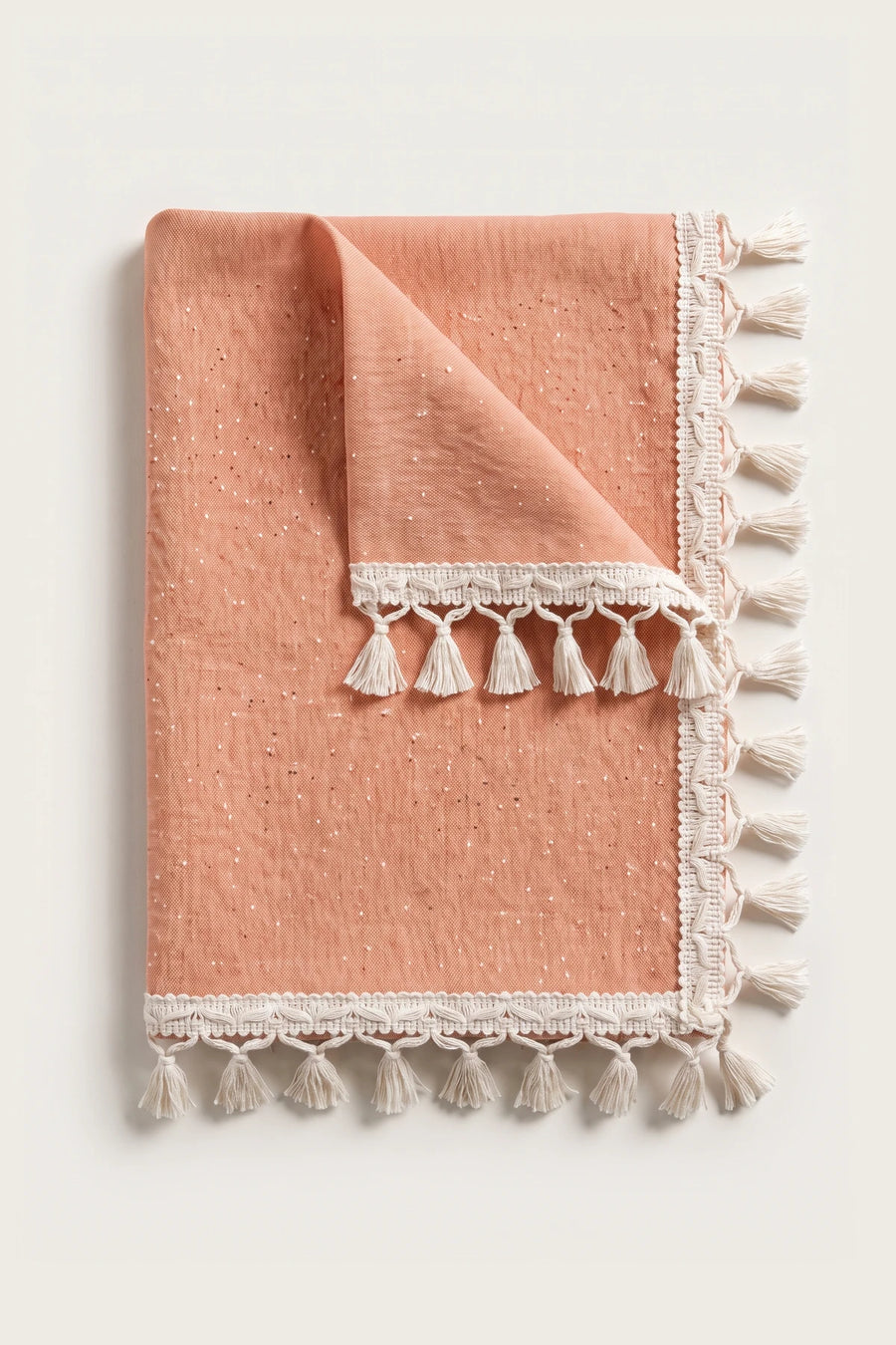 Handwoven Turkish Cotton Tassel Tablecloth - OEKO-TEX - Orange