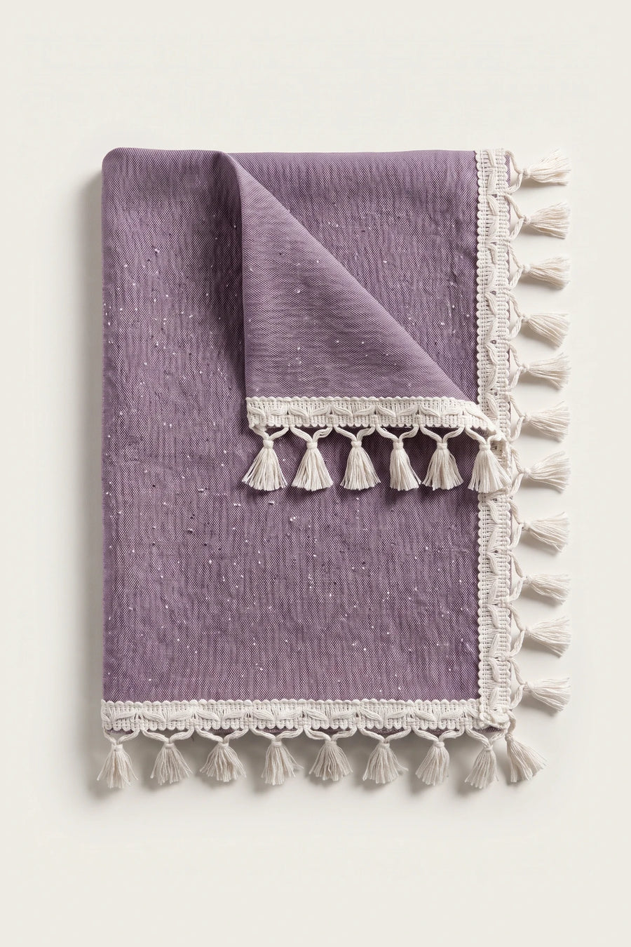 Handwoven Turkish Cotton Tassel Tablecloth - OEKO-TEX - Plum