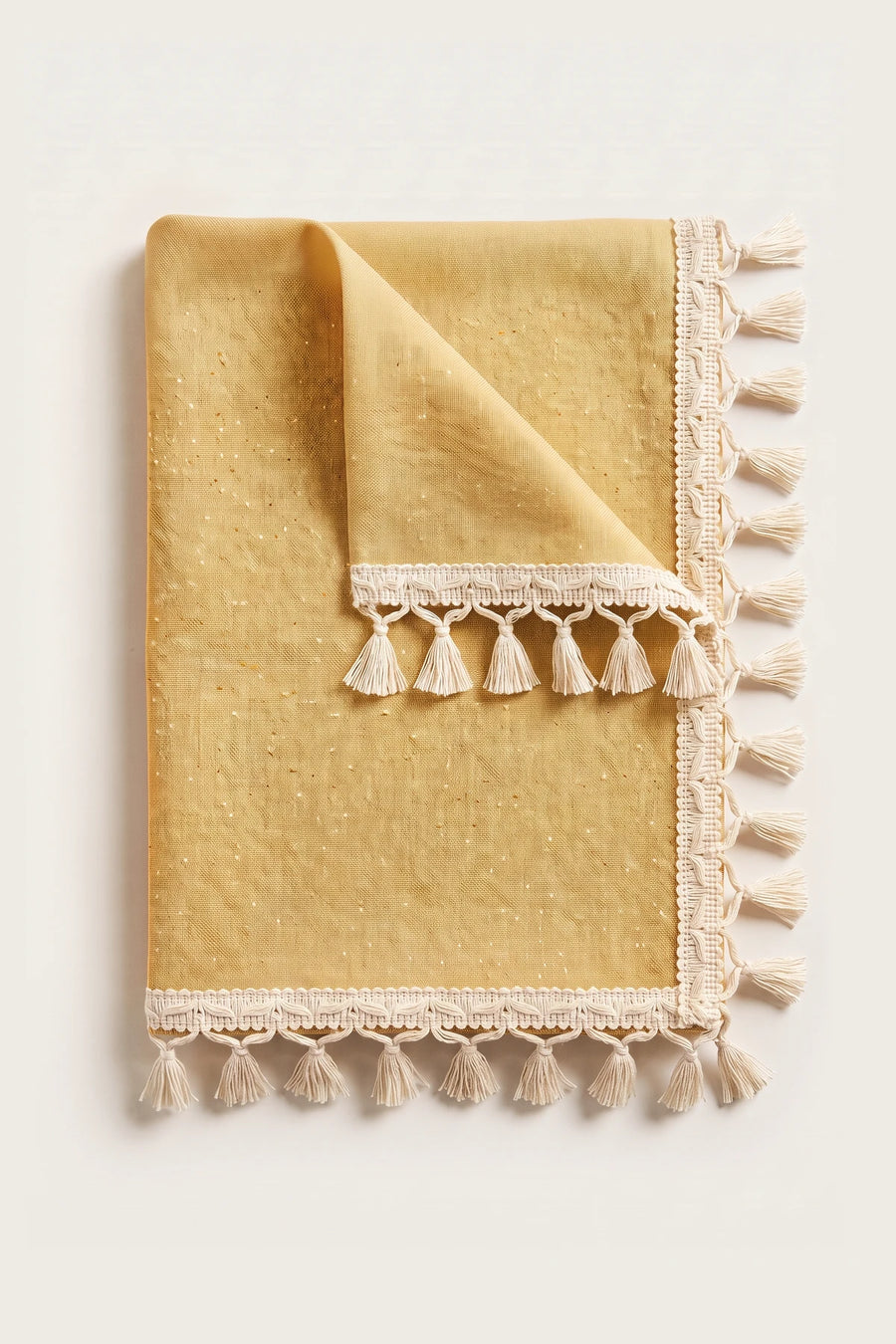 Handwoven Turkish Cotton Tassel Tablecloth - OEKO-TEX - Yellow