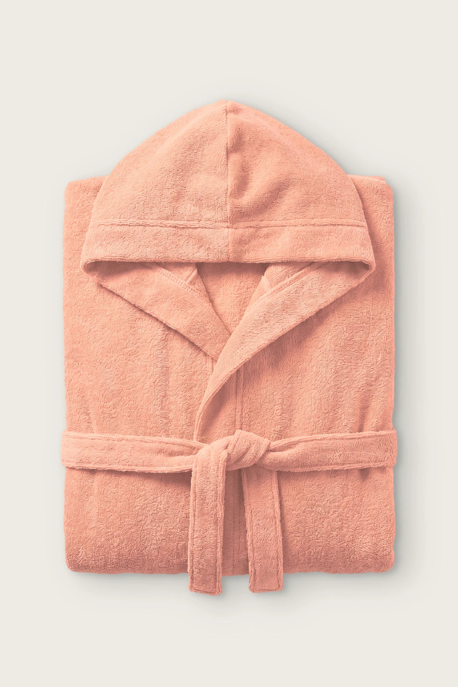 Handwoven Natural Turkish Cotton Terry Bathrobe - OEKO-TEX - Salmon