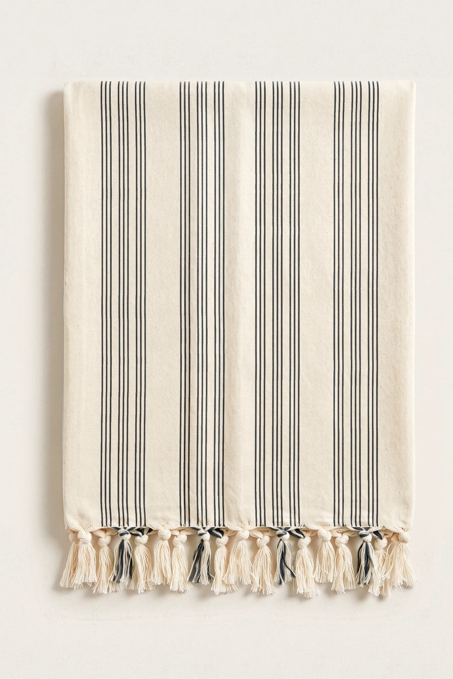 Elegant Striped Turkish Cotton Peshtemal Towel - OEKO-TEX - Black