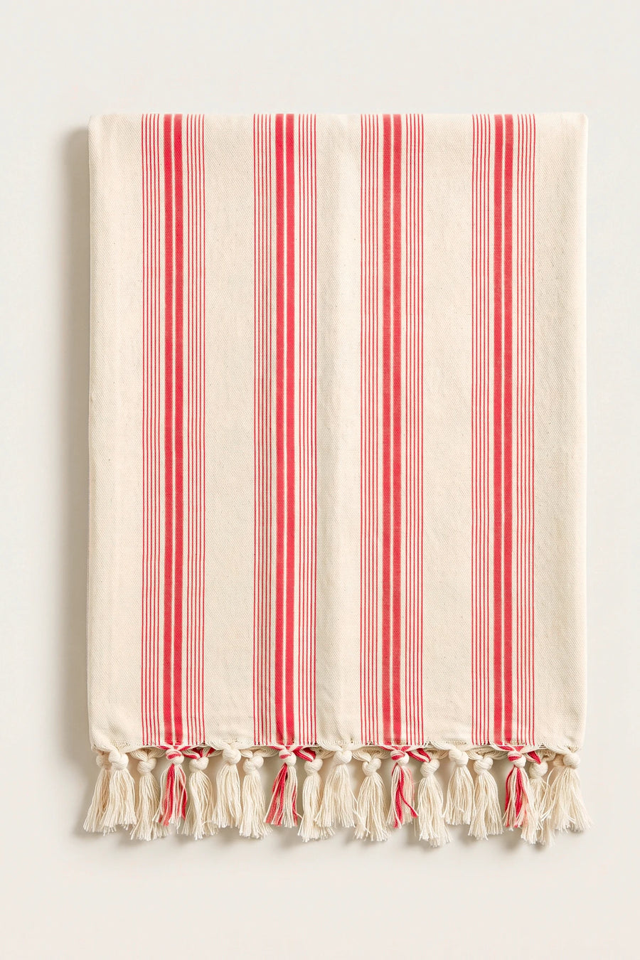 Elegant Striped Turkish Cotton Peshtemal Towel - OEKO-TEX - Red
