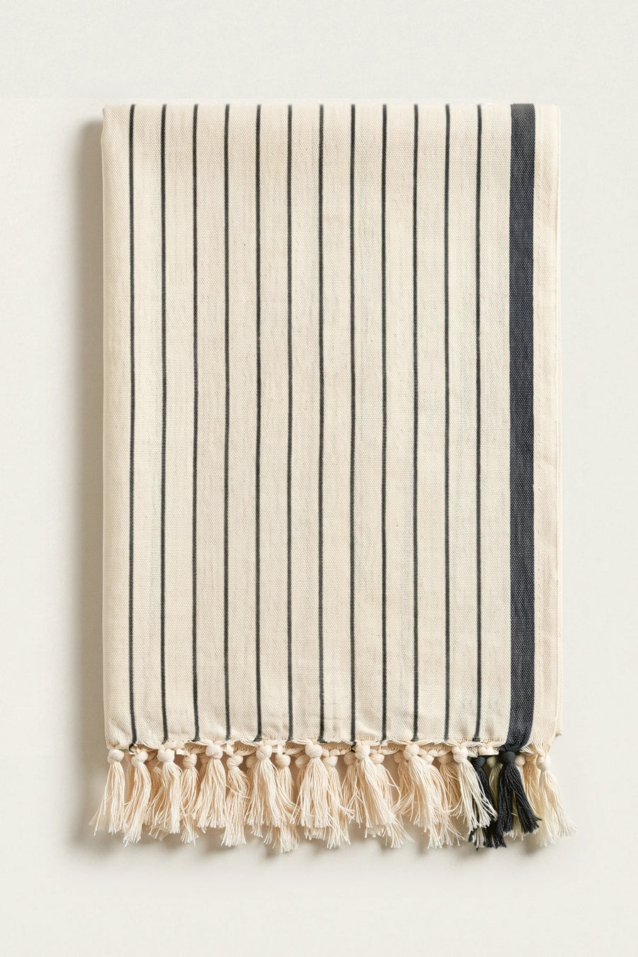 Luxury Striped Turkish Cotton Peshtemal Towel - OEKO-TEX - Black