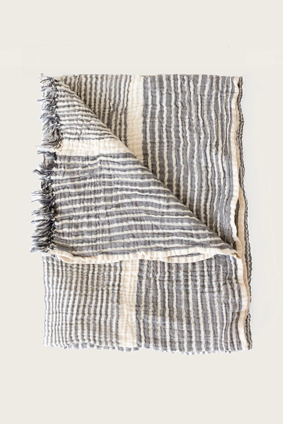 Handwoven Turkish Cotton Striped Peshtemal Towel - OEKO-TEX - Black Striped