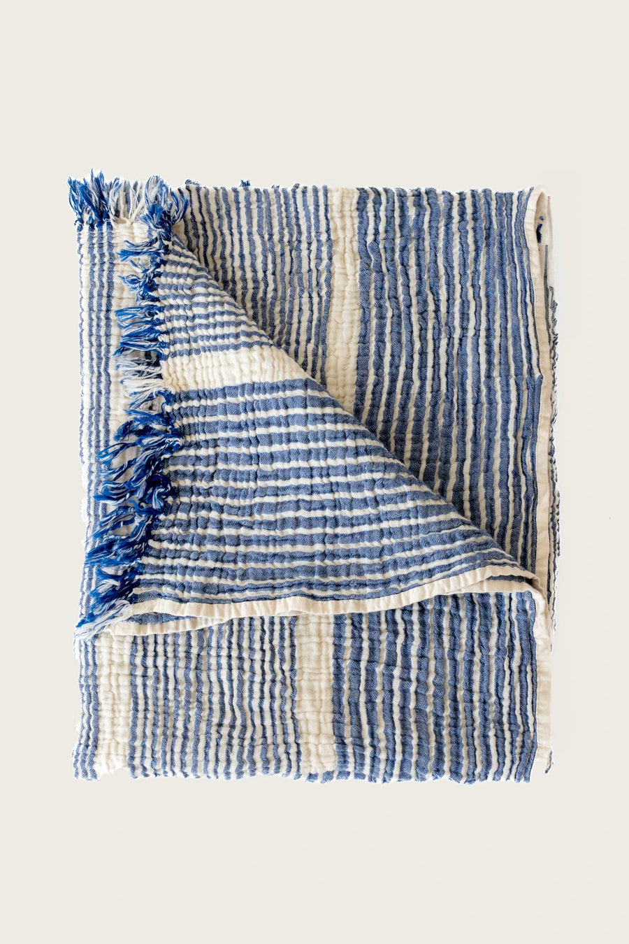 Handwoven Turkish Cotton Striped Peshtemal Towel - OEKO-TEX - Blue Striped