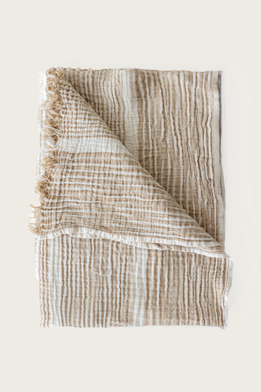 Handwoven Turkish Cotton Striped Peshtemal Towel - OEKO-TEX - Brown Striped