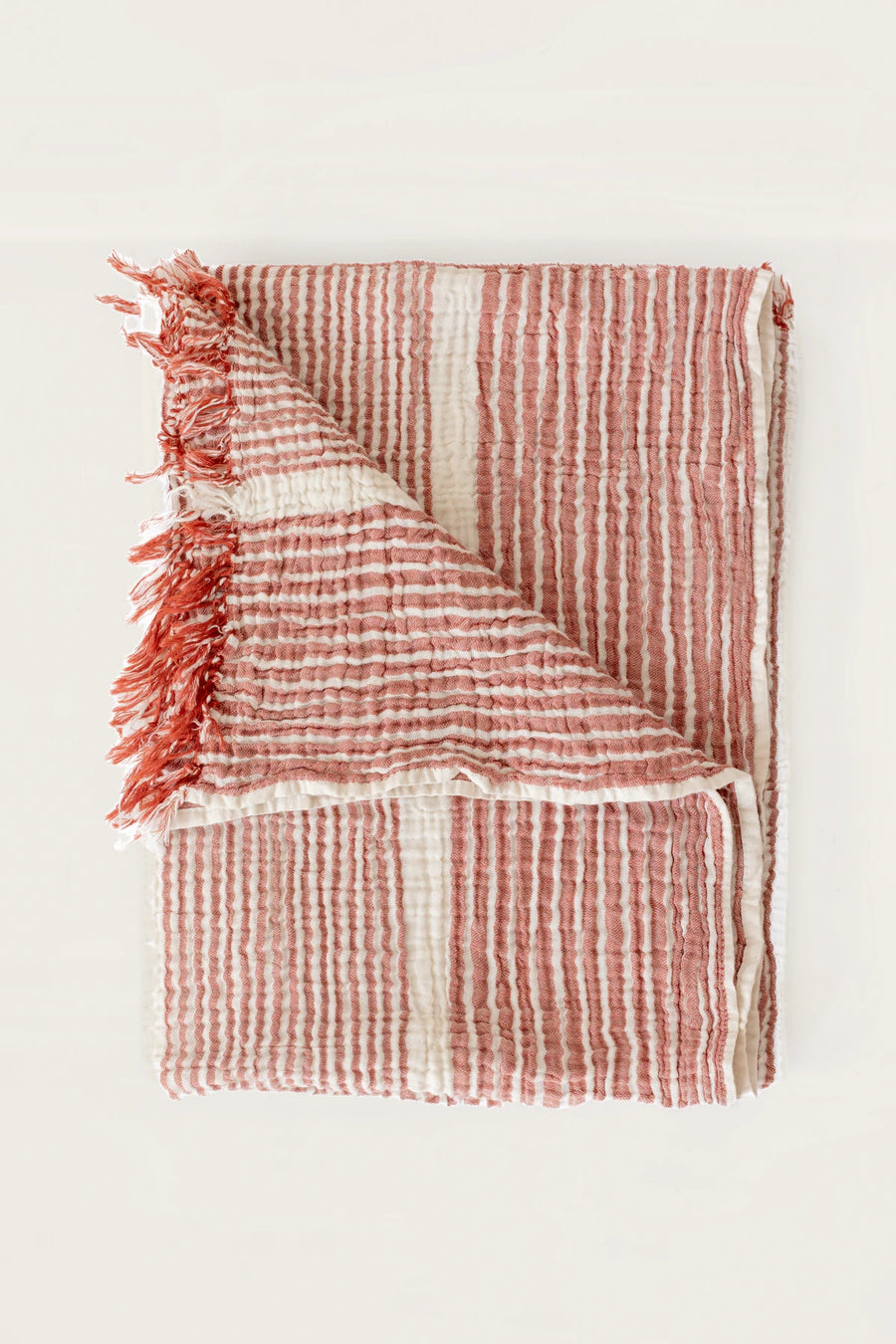 Handwoven Turkish Cotton Striped Peshtemal Towel - OEKO-TEX - Red Striped