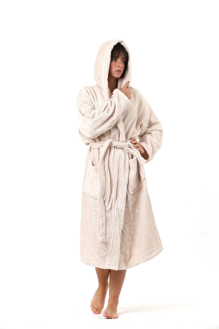 Handwoven Natural Turkish Cotton Terry Bathrobe - OEKO-TEX
