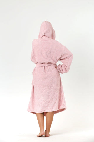 Pink terry bathrobe styled bathroom view - Aegean cotton quality