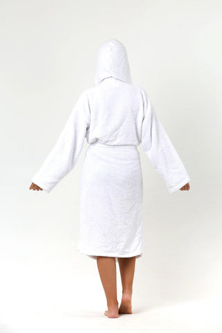 White terry bathrobe styled spa view - long-staple Aegean cotton