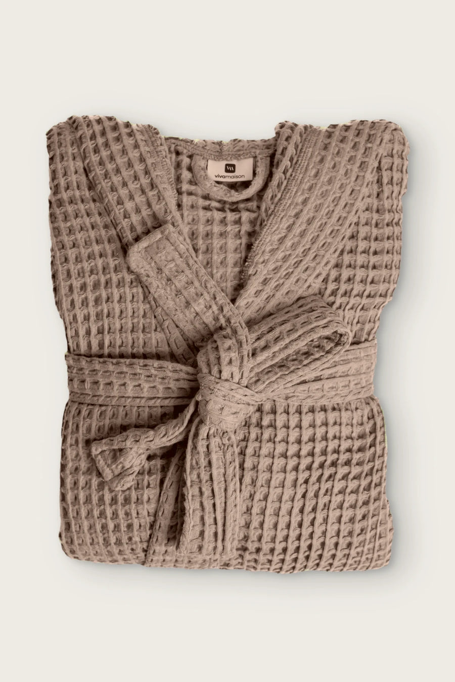 Handwoven Turkish Cotton Waffle Hooded Bathrobe - OEKO-TEX - Brown