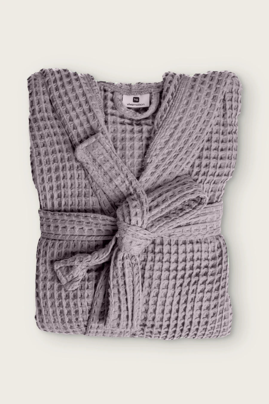 Handwoven Turkish Cotton Waffle Hooded Bathrobe - OEKO-TEX - Grey