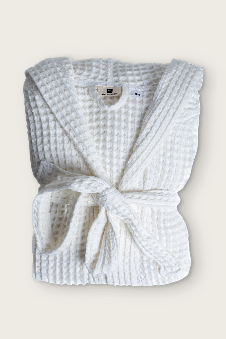 Handwoven Turkish Cotton Waffle Hooded Bathrobe - OEKO-TEX - White