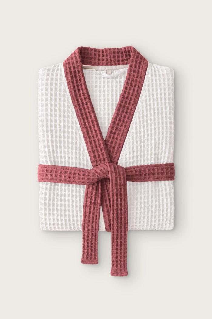 Handwoven Two-Tone Waffle Kimono Robe Turkish - OEKO-TEX