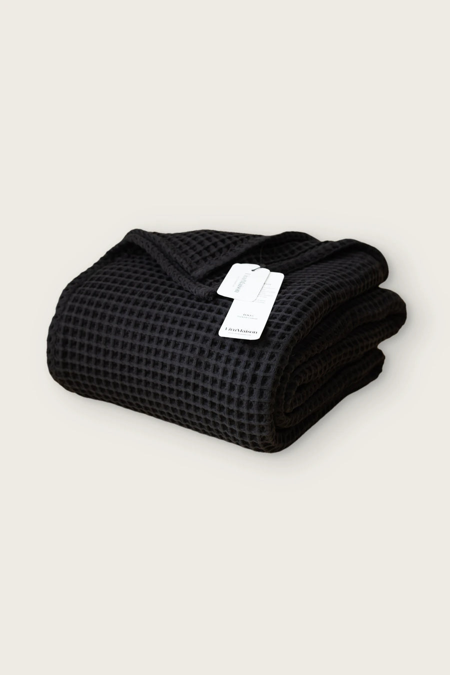 Handwoven Turkish Cotton Waffle Weave Bedspread - OEKO-TEX - Black
