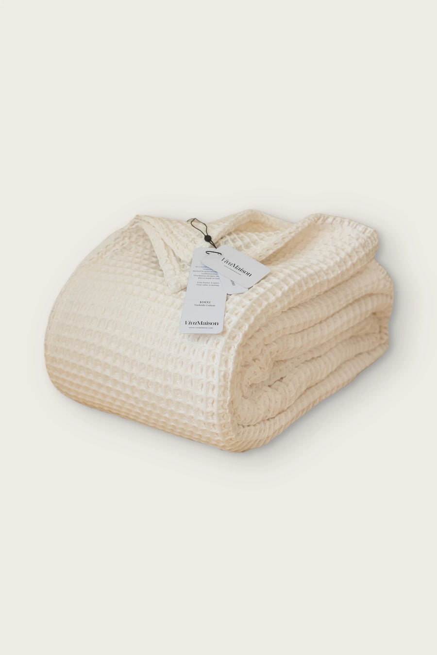 Handwoven Turkish Cotton Waffle Weave Bedspread - OEKO-TEX - Natural