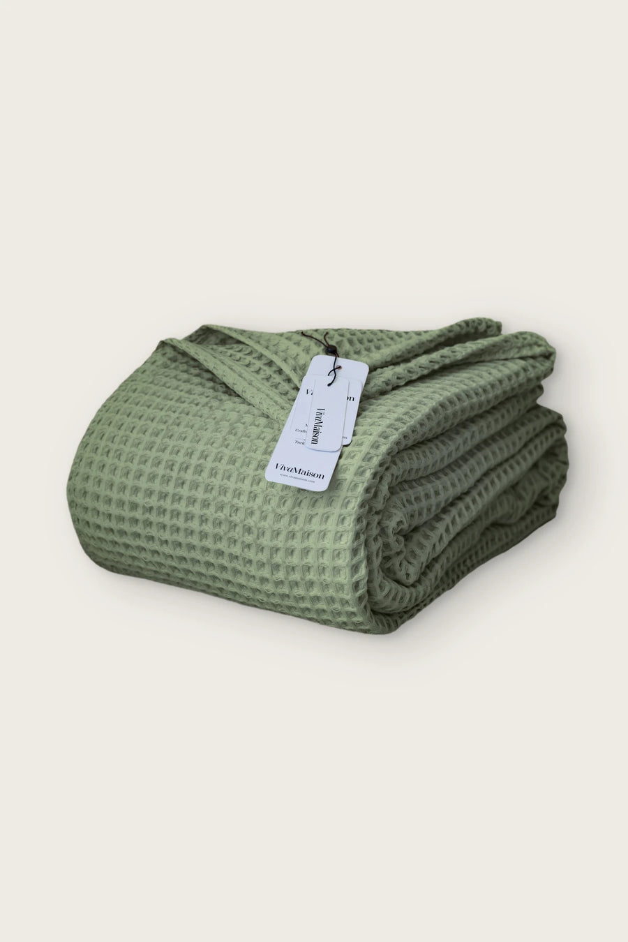 Handwoven Turkish Cotton Waffle Weave Bedspread - OEKO-TEX - Sage Green