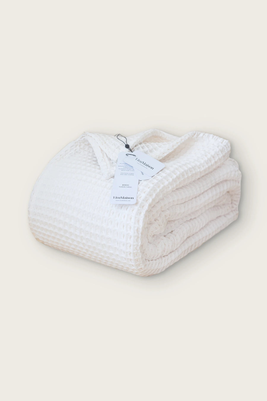 Handwoven Turkish Cotton Waffle Weave Bedspread - OEKO-TEX - White