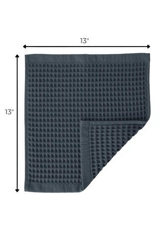 Anthracite handwoven Turkish cotton waffle weave towel washcloth size reference. Denizli, OEKO-TEX. Vivamaison.
