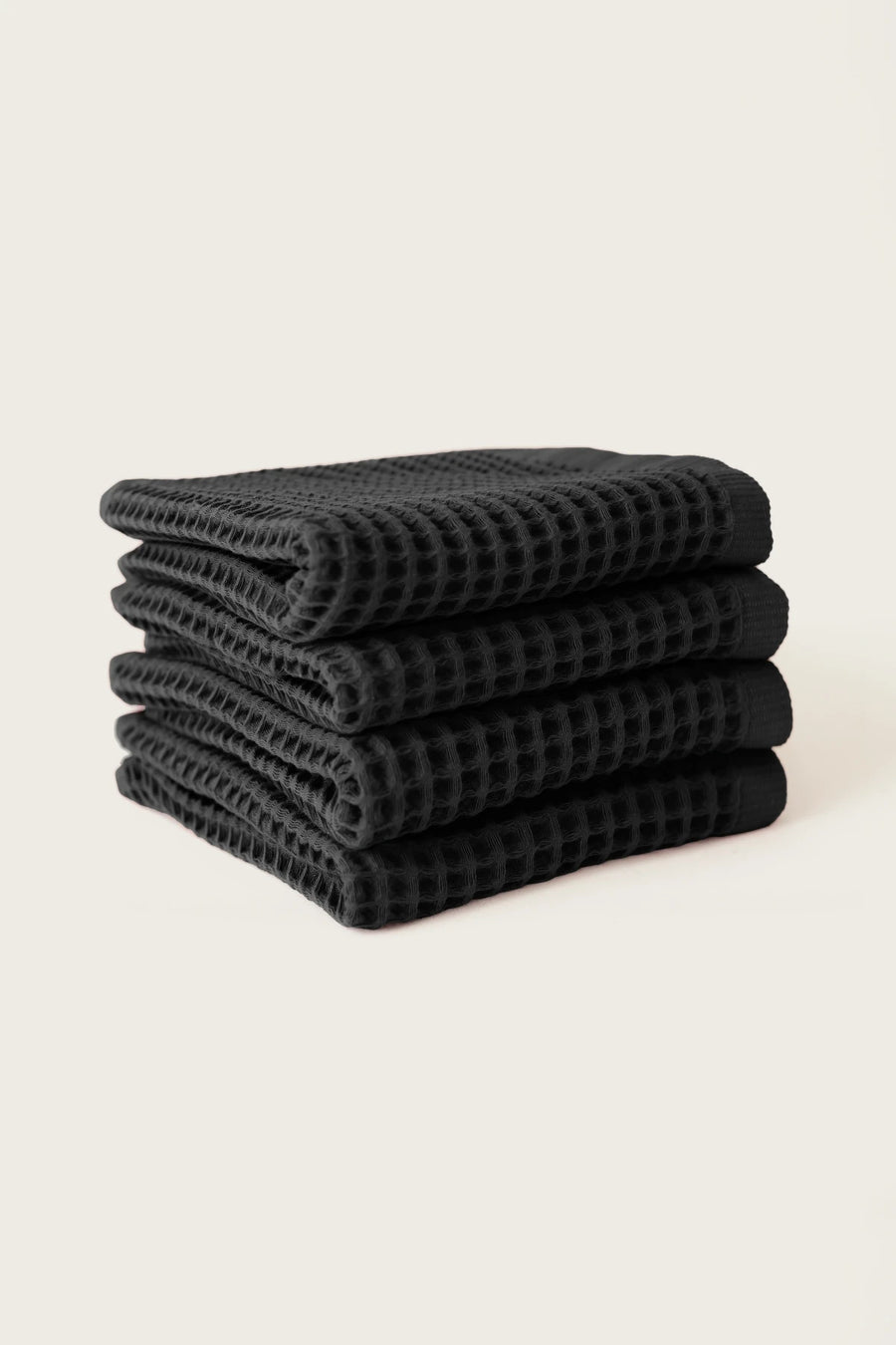 Handwoven Turkish Cotton Waffle Weave Towel Set - OEKO-TEX - Black