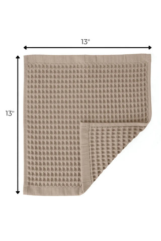 Brown handwoven Turkish cotton waffle weave towel washcloth size reference. Denizli, OEKO-TEX. Vivamaison.