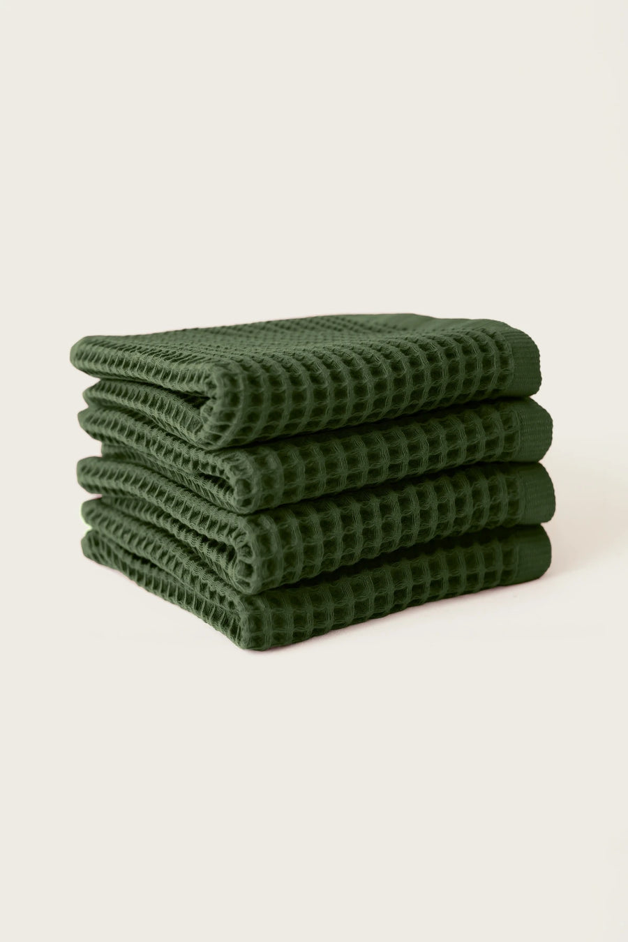 Handwoven Turkish Cotton Waffle Weave Towel Set - OEKO-TEX - Dark Green