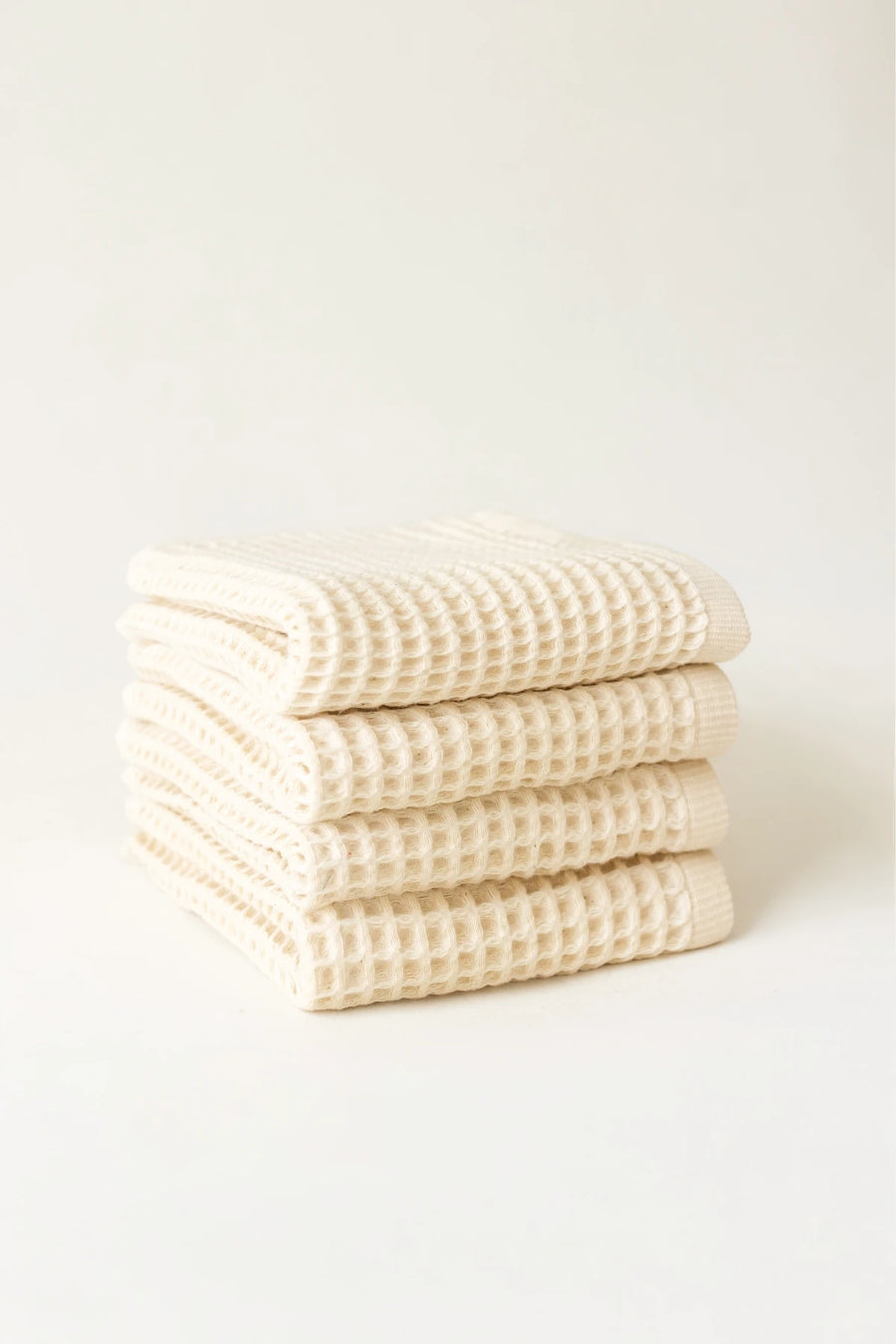 Handwoven Turkish Cotton Waffle Weave Towel Set - OEKO-TEX - Natural