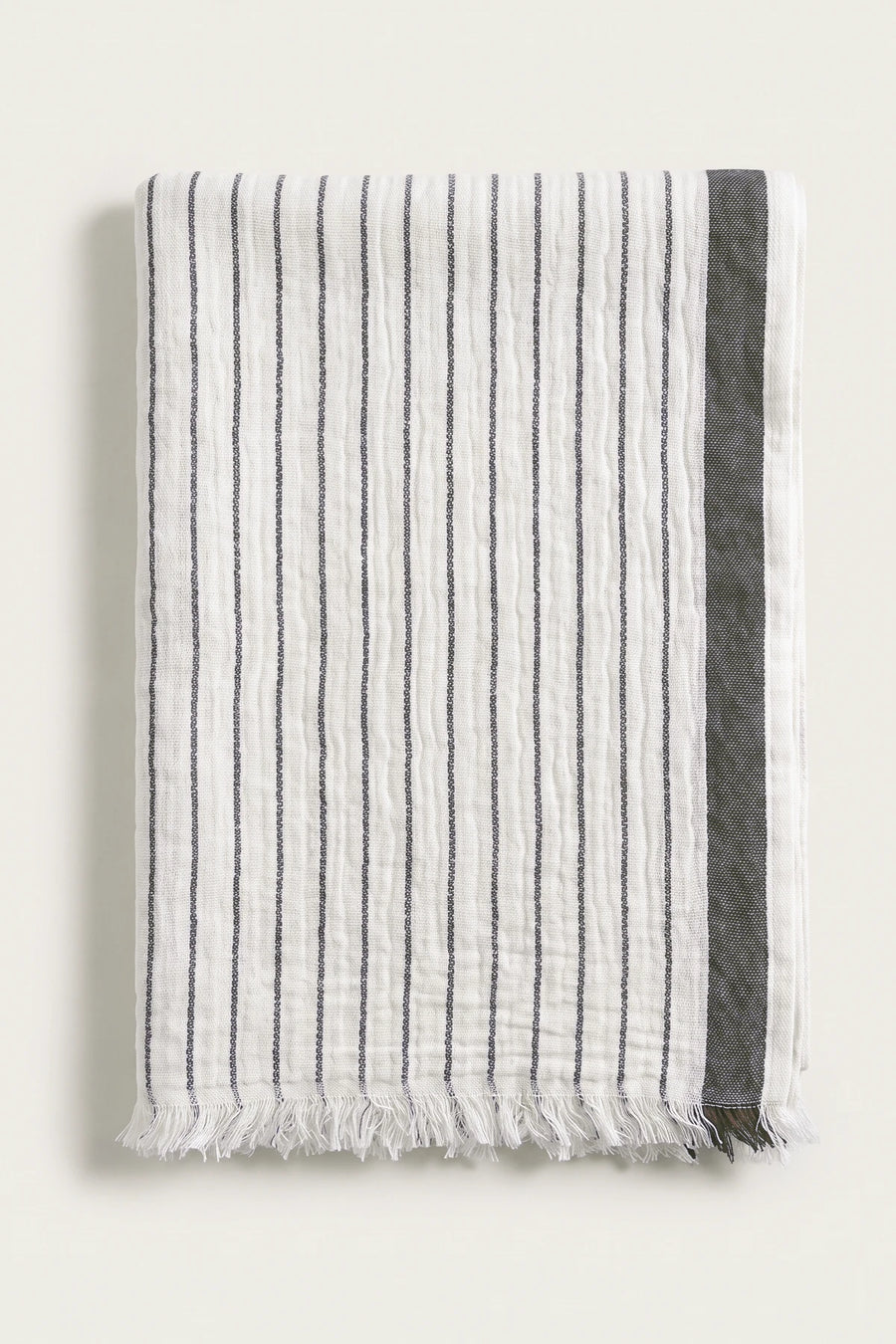 Muslin Striped Turkish Beach Towel Peshtemal - OEKO-TEX - Black