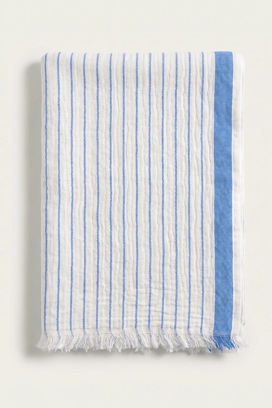 Muslin Striped Turkish Beach Towel Peshtemal - OEKO-TEX - Blue