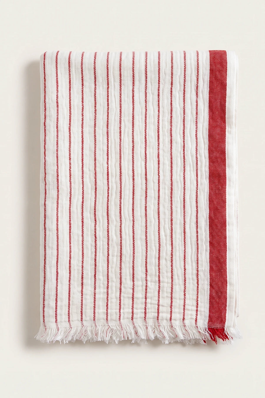 Muslin Striped Turkish Beach Towel Peshtemal - OEKO-TEX - Red
