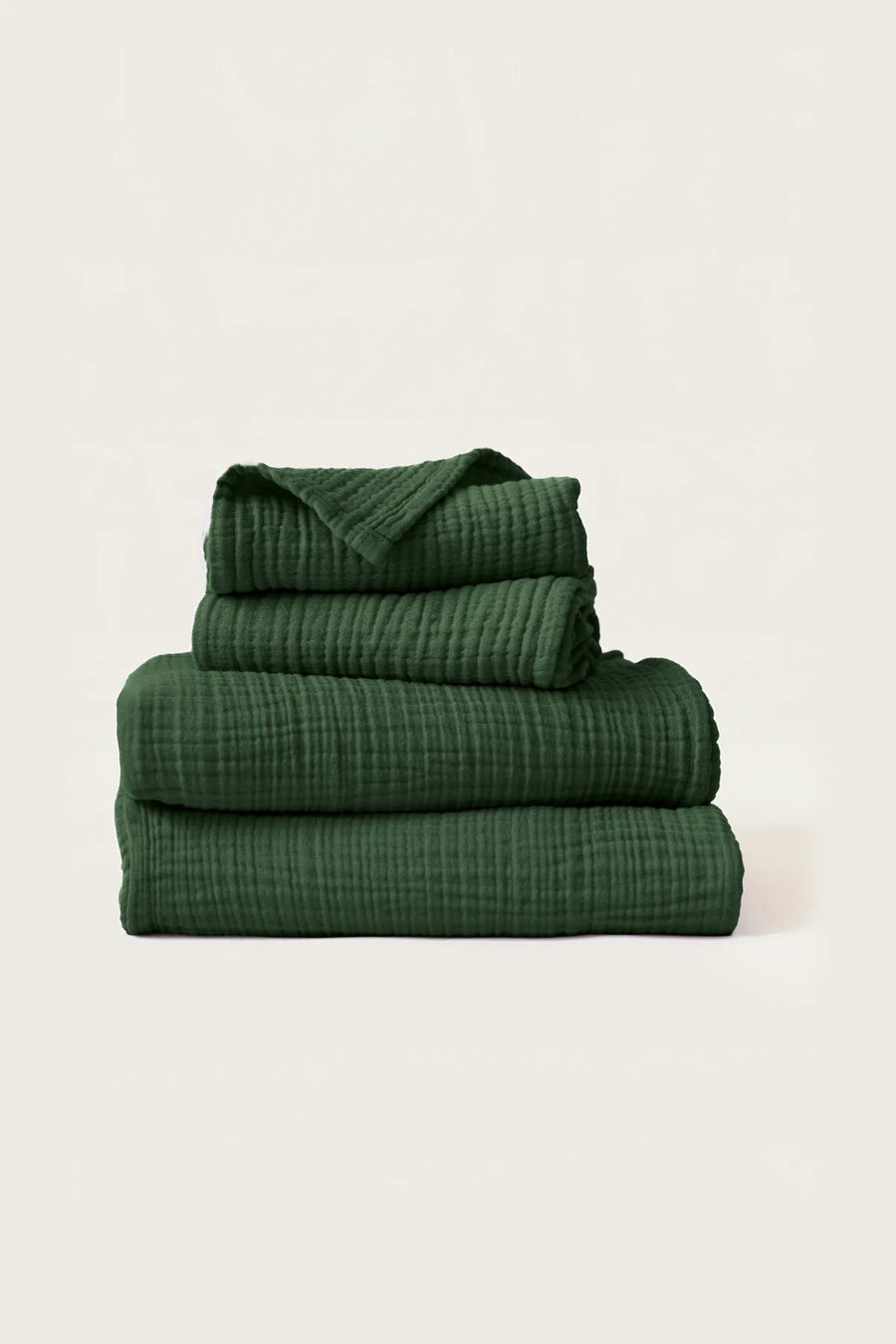 Handwoven 4-Layer Muslin Turkish Cotton Towel - OEKO-TEX - Towel Set / Dark Green