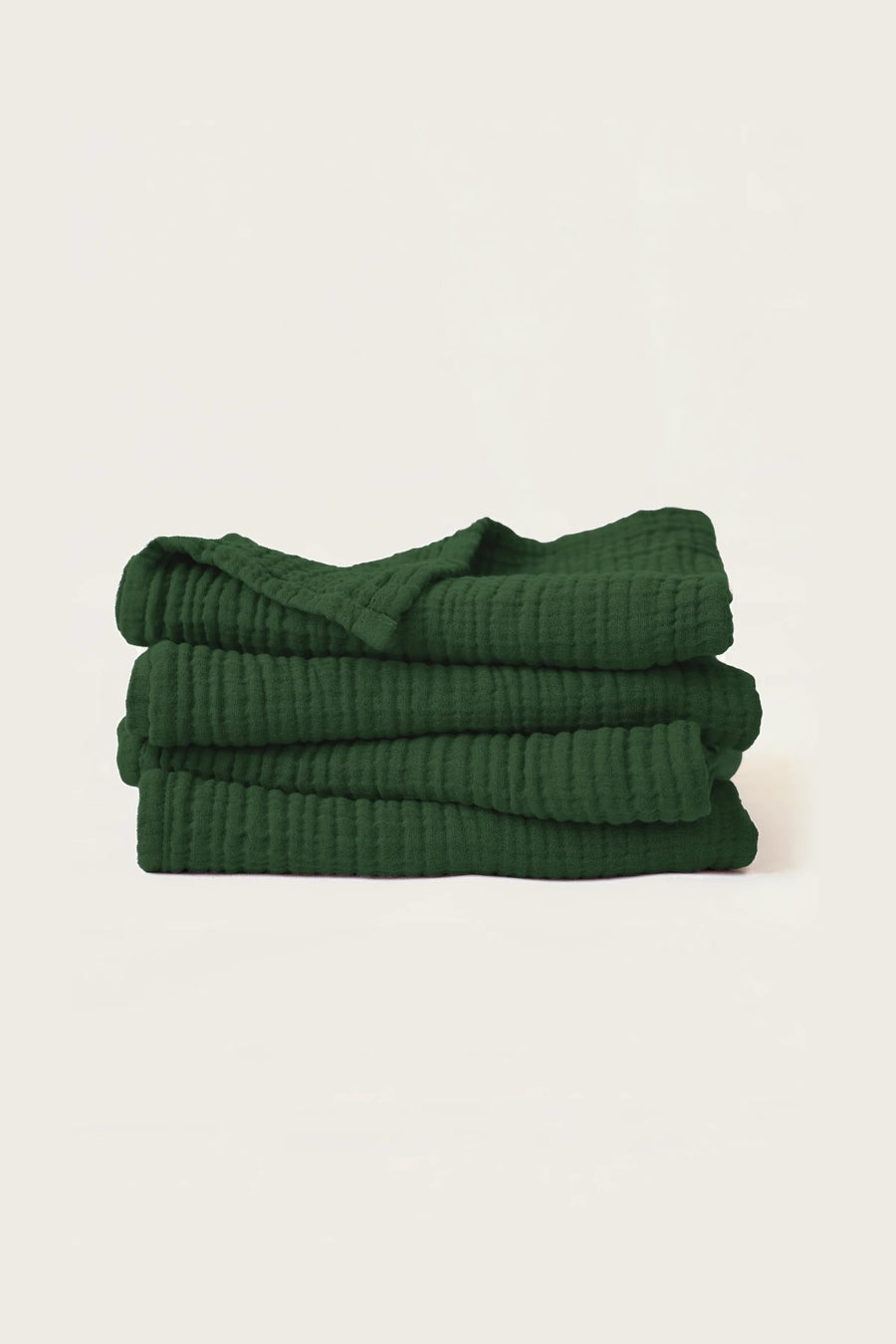 Handwoven 4-Layer Muslin Turkish Cotton Towel - OEKO-TEX - 4 Pcs Face+Hand Towel / Dark Green