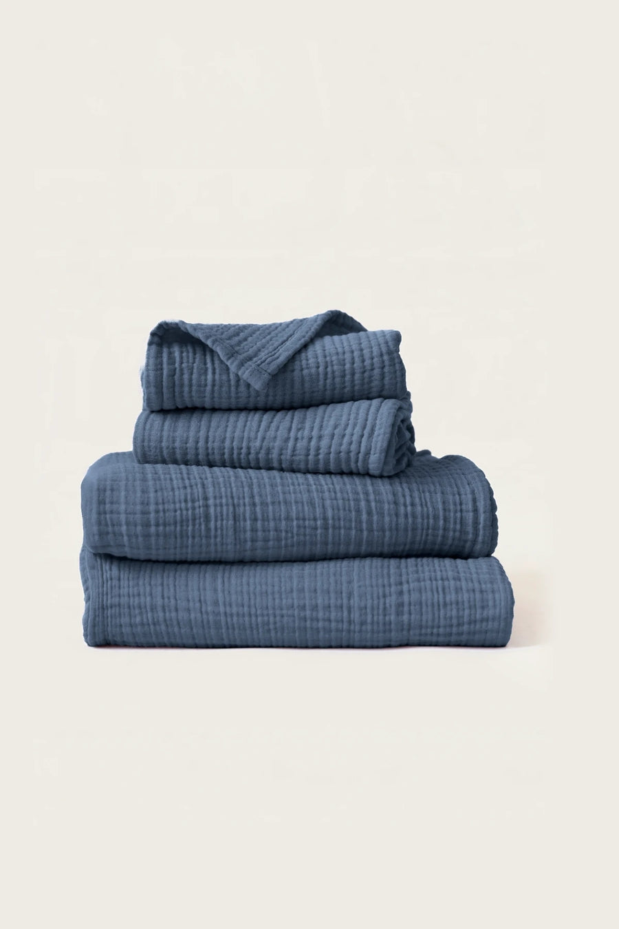 Handwoven 4-Layer Muslin Turkish Cotton Towel - OEKO-TEX - Towel Set / Indigo Blue