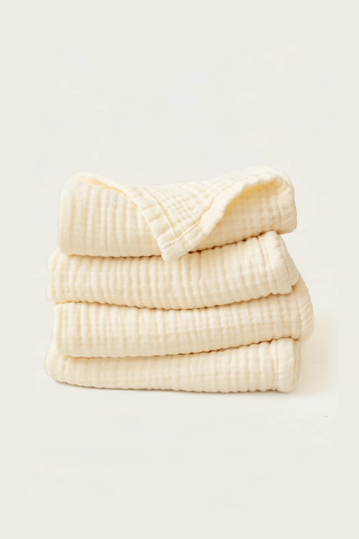 Handwoven 4-layer Turkish muslin towel set in natural beige — VivaMaison Denizli, OEKO-TEX certified