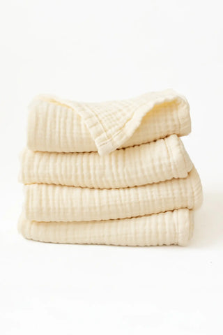 Handwoven 4-layer Turkish muslin towel set in natural beige — VivaMaison Denizli, OEKO-TEX certified