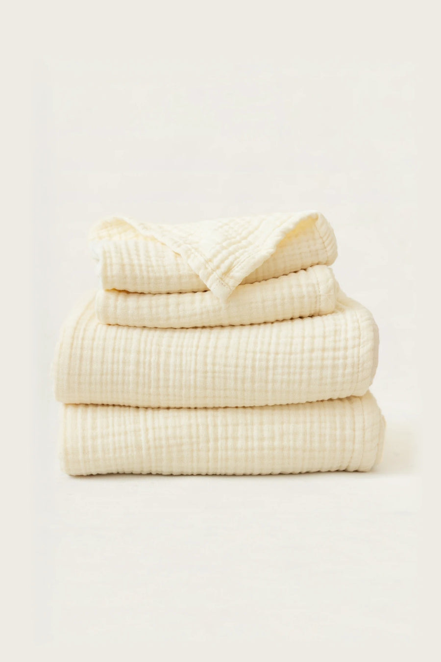 Handwoven 4-Layer Muslin Turkish Cotton Towel - OEKO-TEX - Towel Set / Natural