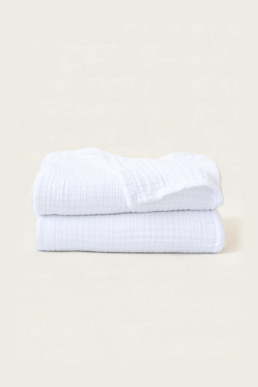 Handwoven 4-Layer Muslin Turkish Cotton Towel - OEKO-TEX - 2 Pcs Bath Towel / White
