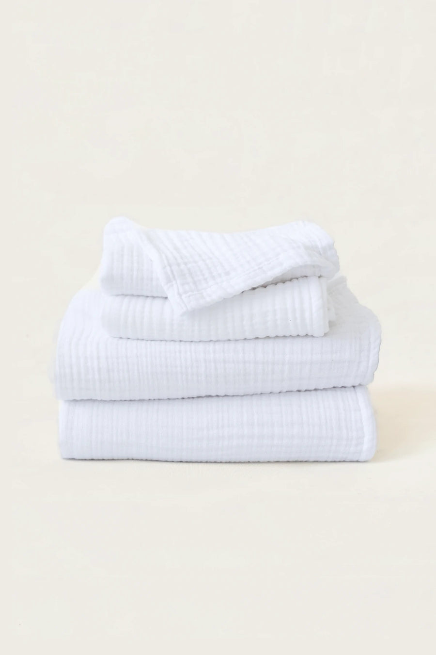 Handwoven 4-Layer Muslin Turkish Cotton Towel - OEKO-TEX - Towel Set / White