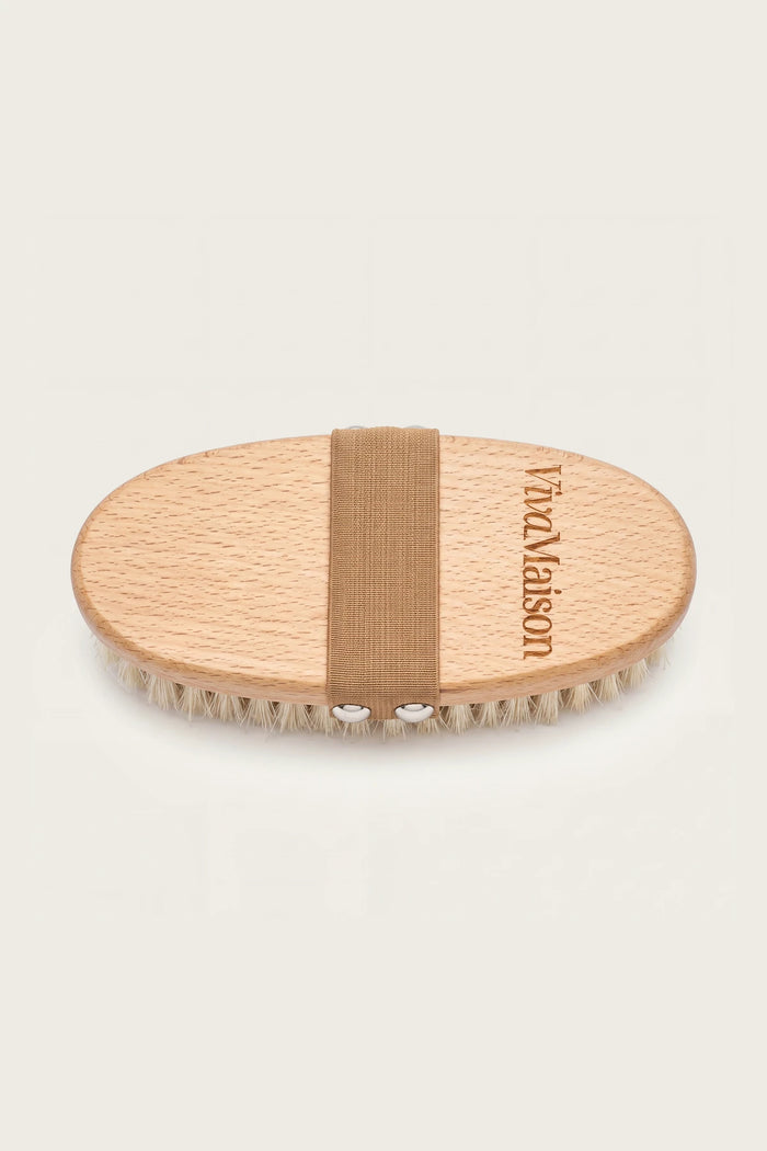 Dry Brush for Body | Natural Bristle Dry Body Brush, Beech Wood & Hand Strap