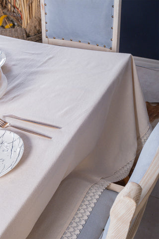 Raw Linen Lace Plain Tablecloth