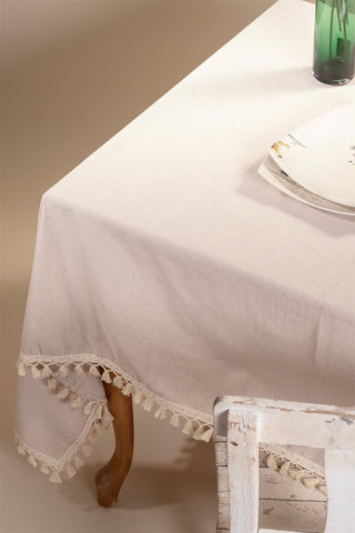 Solid Color Soft Cotton Tassel Tablecloth