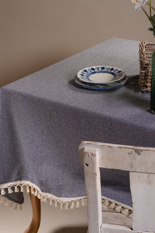 Solid Color Soft Cotton Tassel Tablecloth